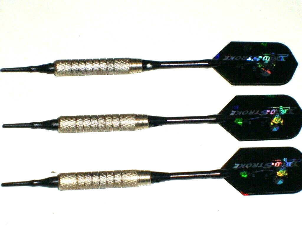 Soft Tip Darts Used, 15 Gram Plated with New Aluminum Shafts and Flights #3756