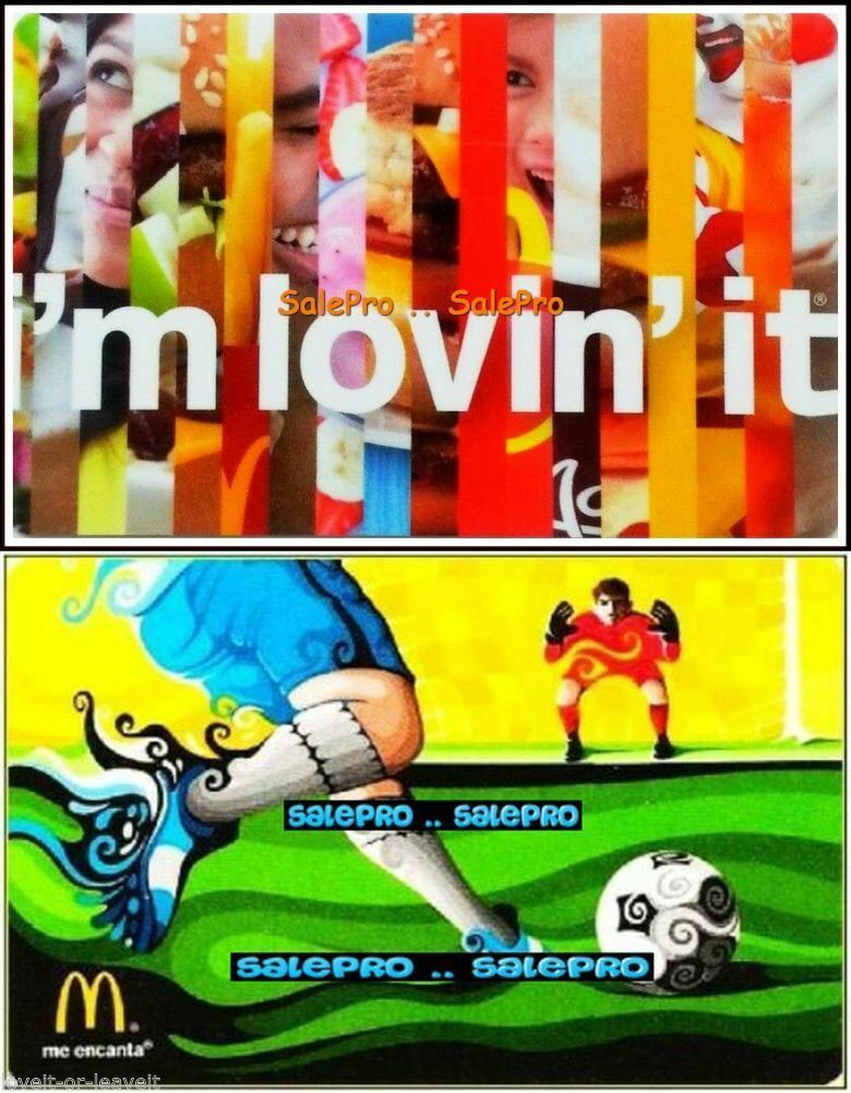 2x McDONALD I'M LOVIN IT WORLD FOOTBALL SOCCER ENCANTA COLLECTIBLE GIFT CARD LOT