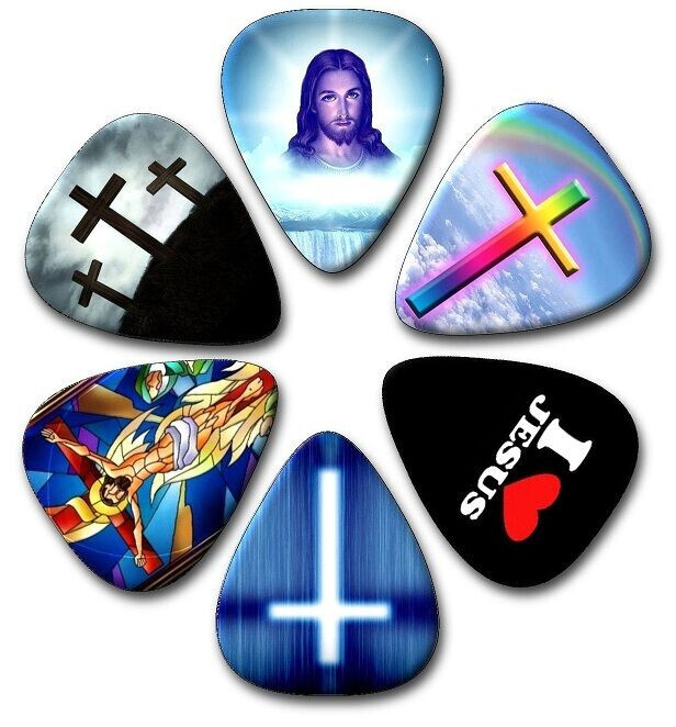 6 JESUS ~ Guitar Picks ~ Plectrums, Genuine Celluloid Guitar Picks