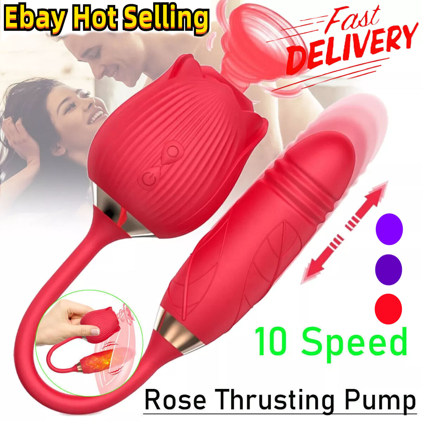 2026 Upgraded 2in1, Rose Toy For Women 10 Powerful Wand Vibration & Suction Mode