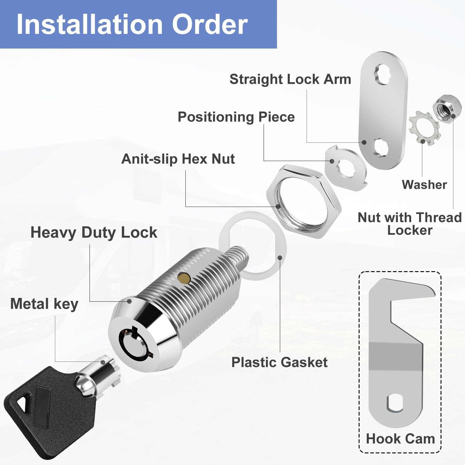 RV Storage Lock - 1-1/8" Cam Lock Keyed Alike Toolbox Locks Replacement for C...