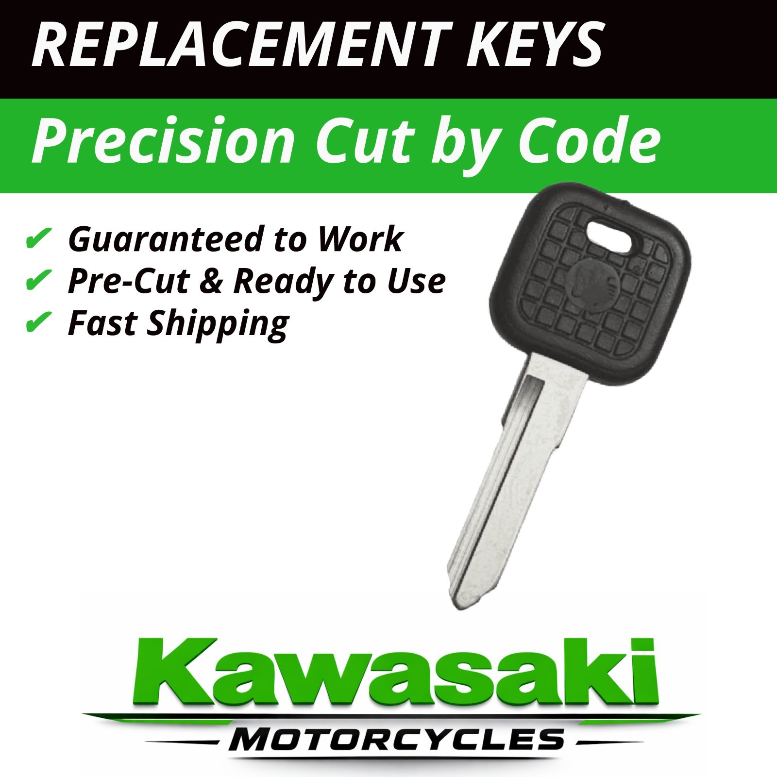 Kawasaki Motorcycle Keys Replacement Key Cut to Code A232321-A241344