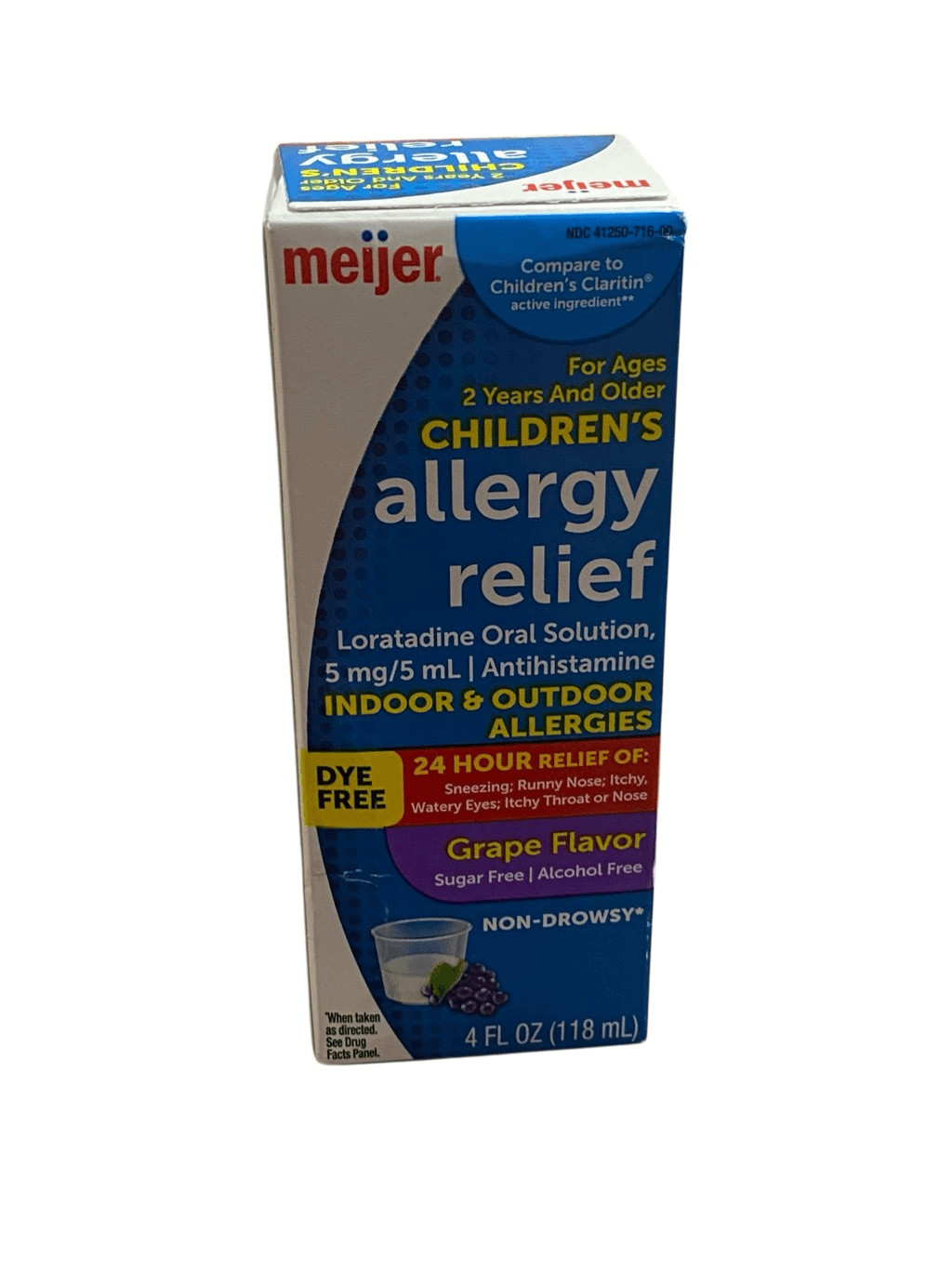 Meijer Children’s Allergy Relief Loratadine 5mg/5mL 4 fl oz Grape Flavor Dye Fre