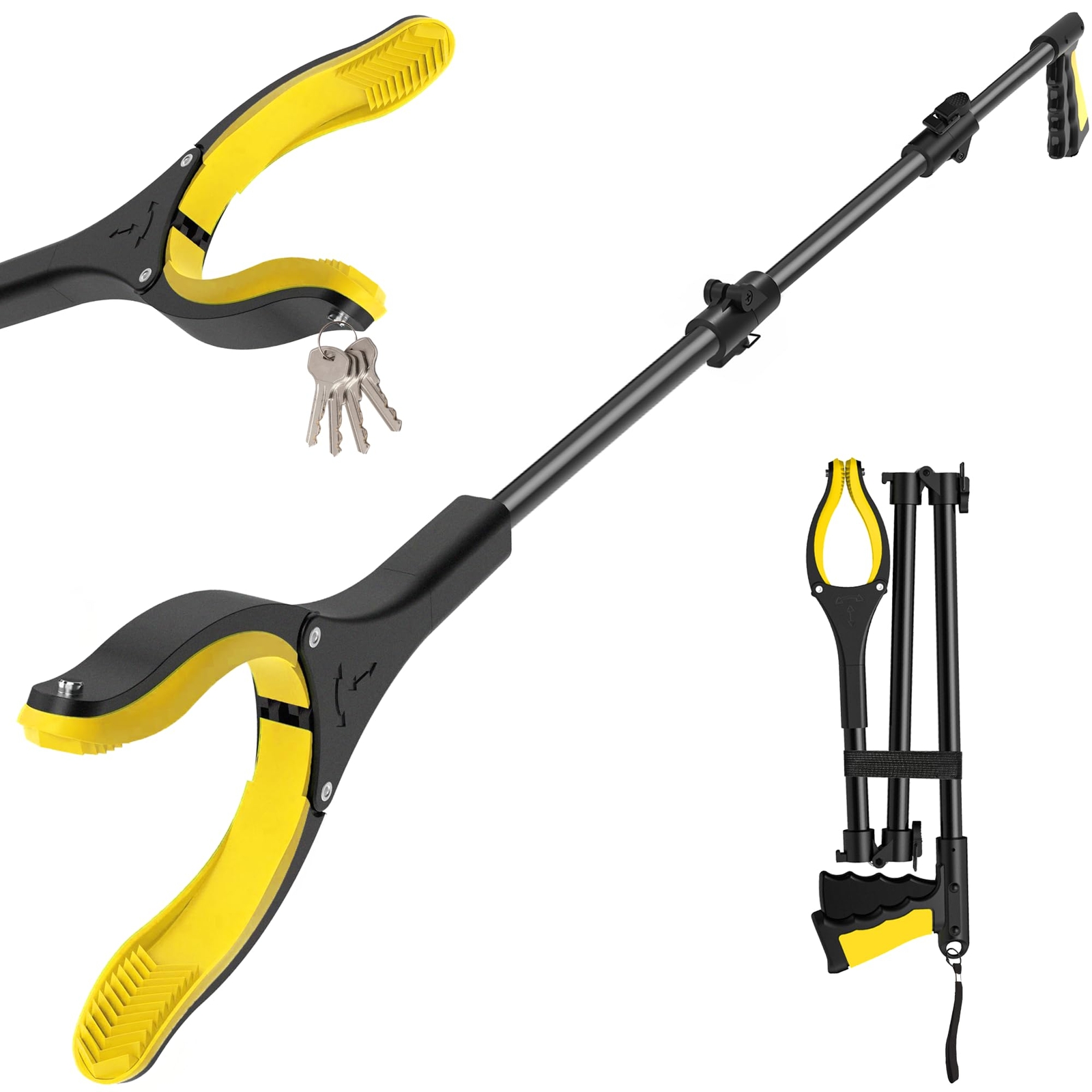 44 Inch Extra Long Grabber Reacher Tool，Foldable Pick up Stick