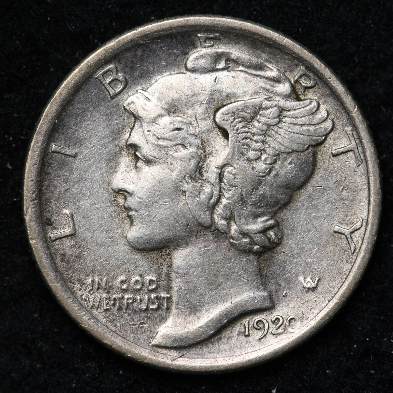 1920 Mercury Silver Dime CHOICE AU+ E424 TNS
