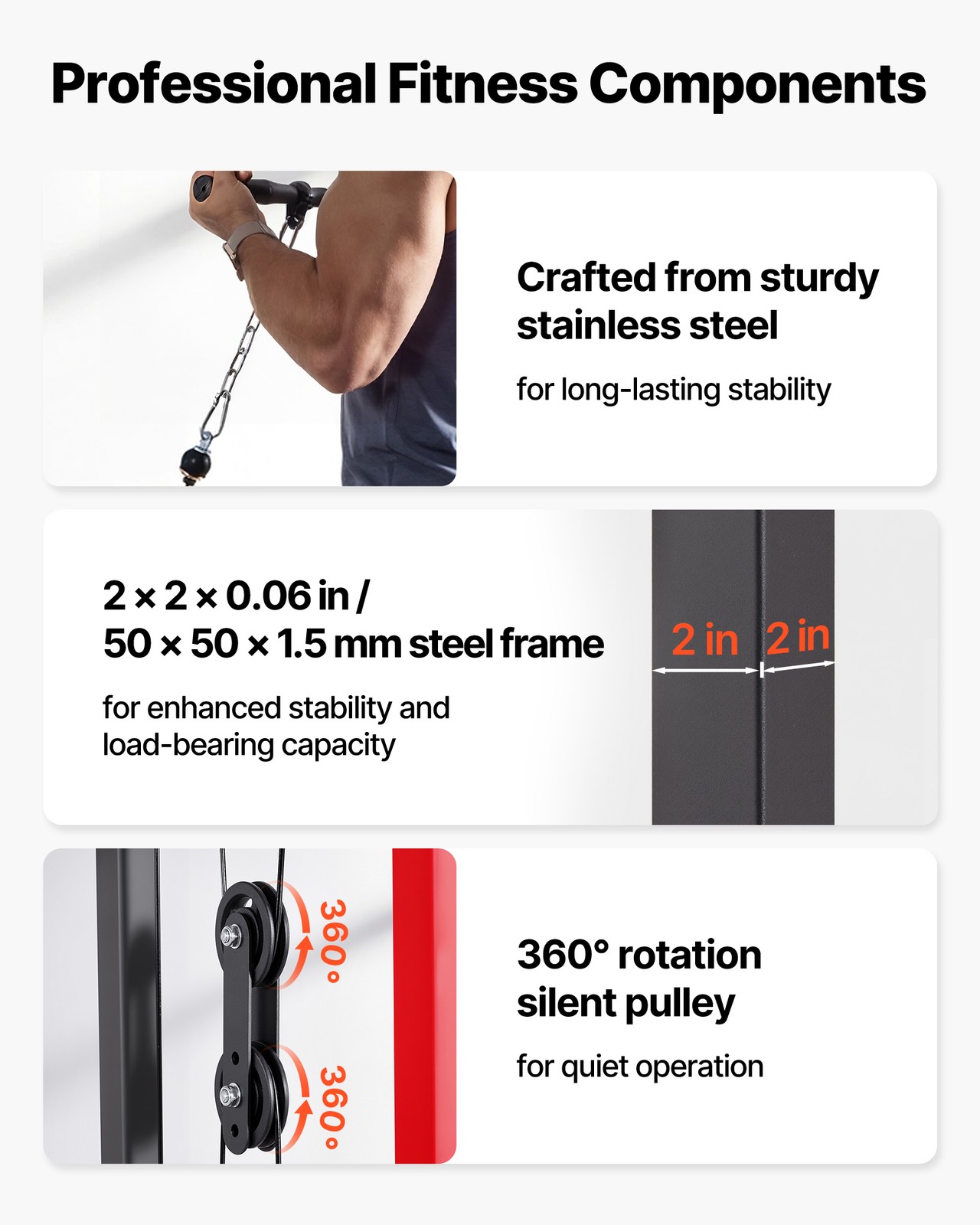VEVOR LAT Pull Down Machine 3-in-1 LAT Machine with 3-Level Adjustable Seat