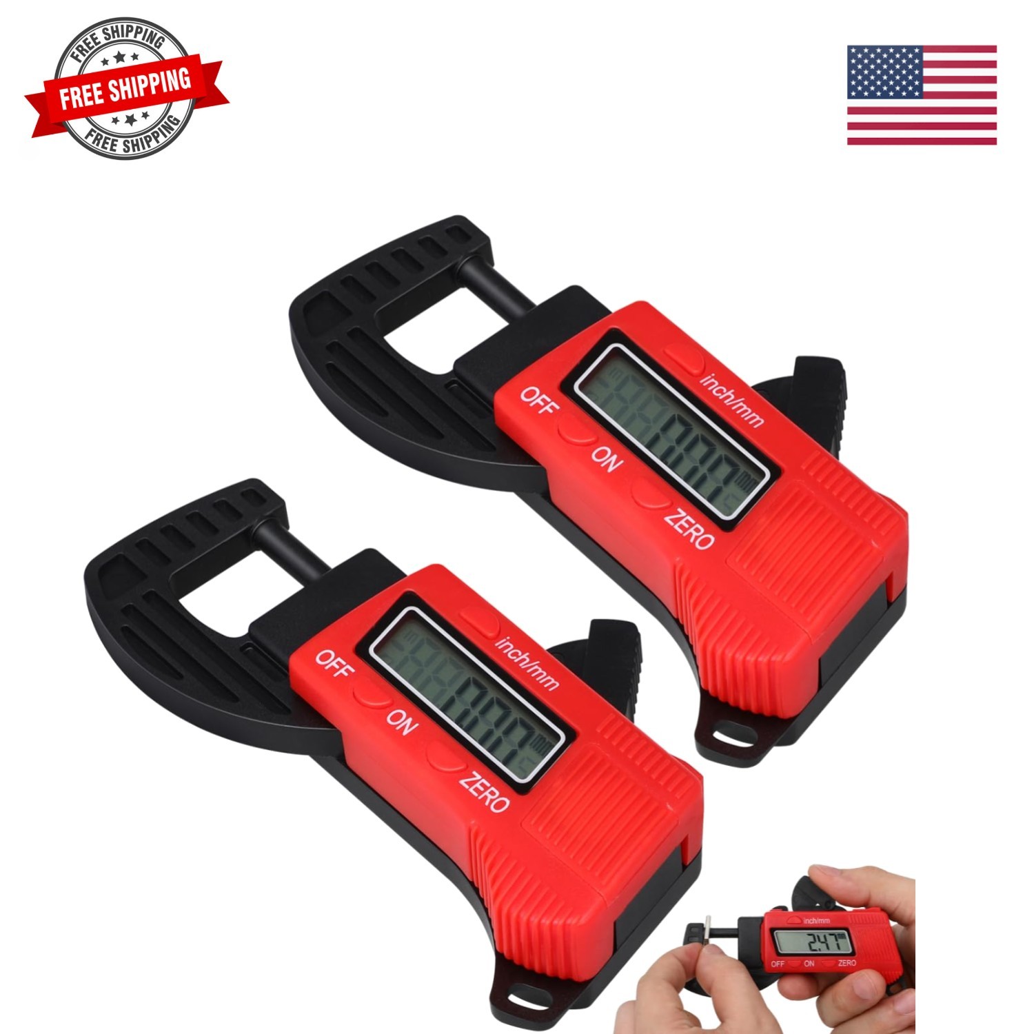 2pcs Thickness Gauge Caliper Micrometer Thickness Micrometer Measurement Tool...