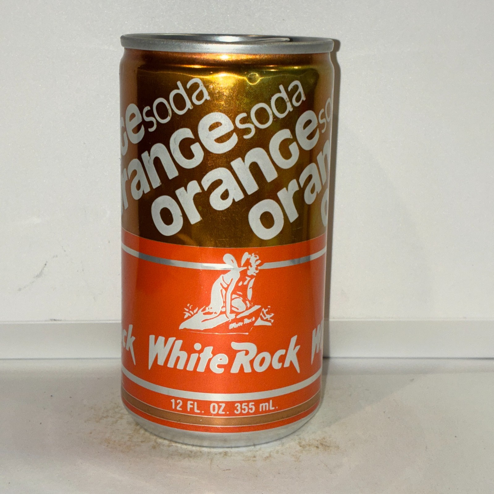 White Rock Orange Soda can, aluminum