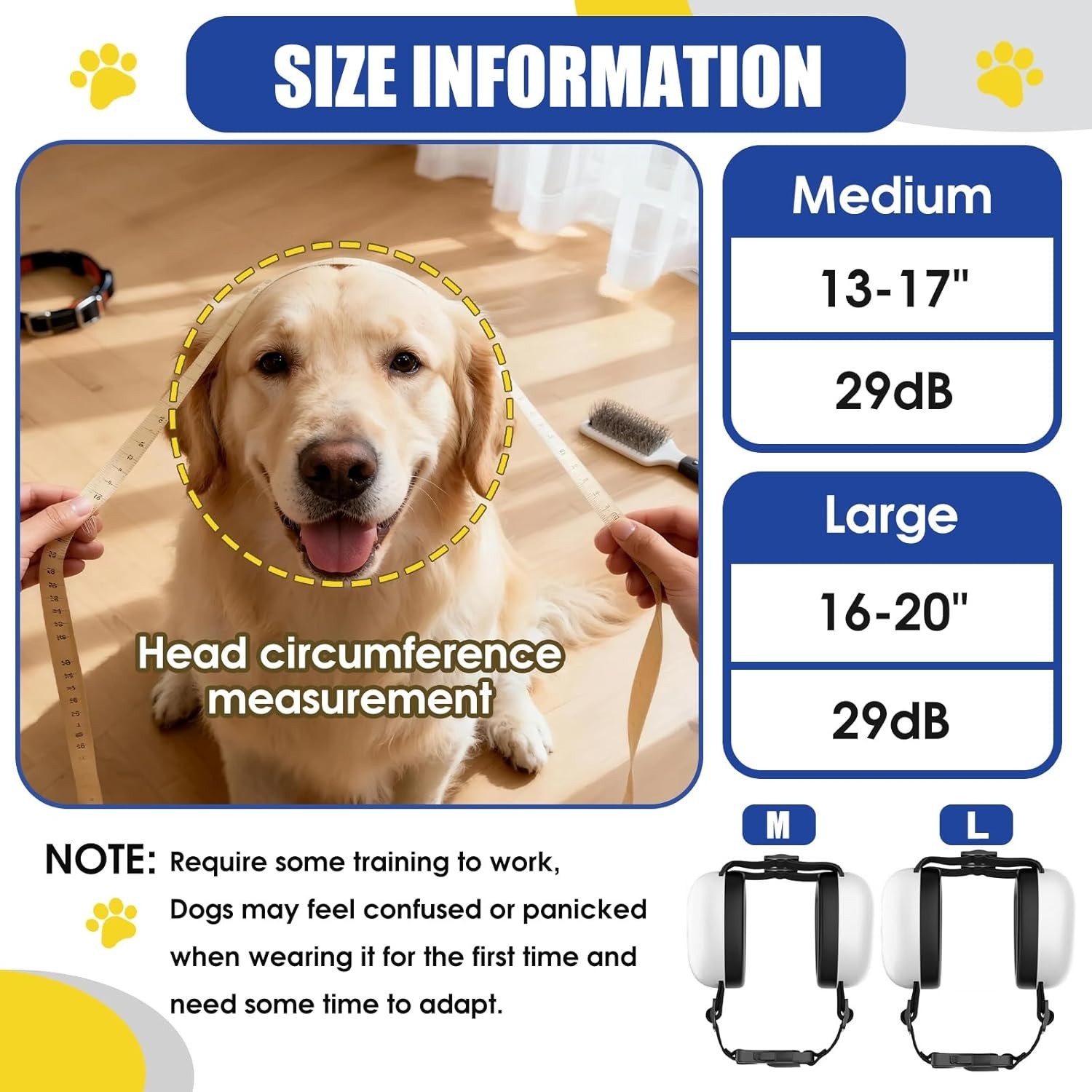 The Dog Ear Muffs are Noise-reducing, Adjustable and Breathable, Medium