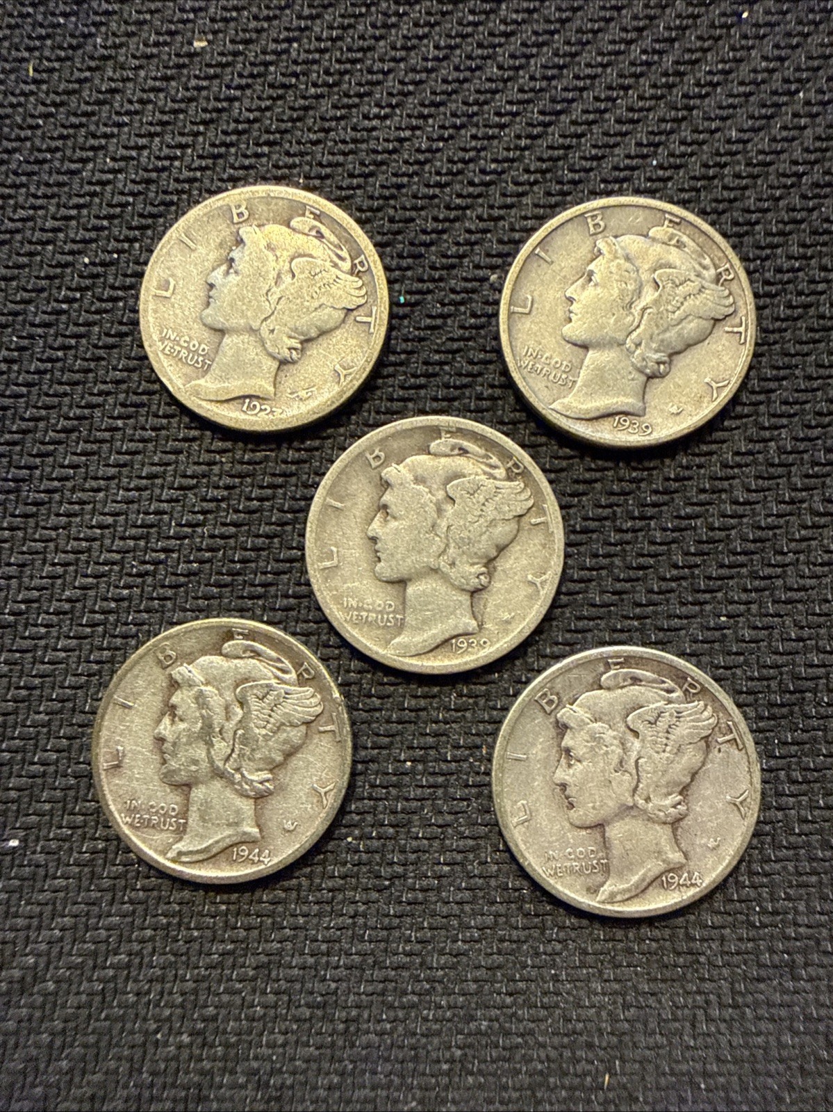Mercury Dime Lot Of 5 1927-1944