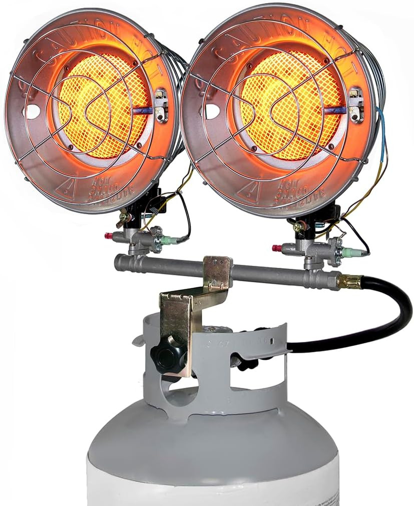 Comfort Gear Double Tank Top Portable Propane Radiant Heater, 30,000 Btus, Insta