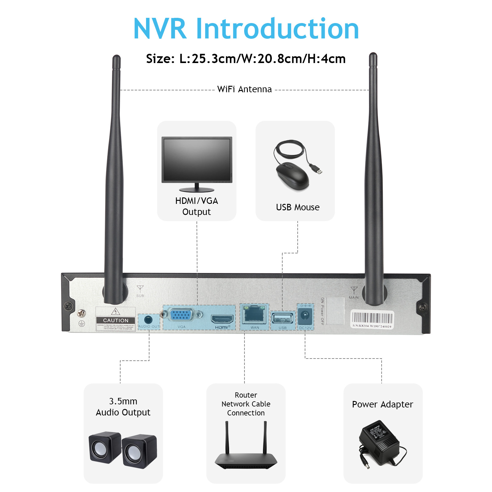 Jennov 5MP Wireless Security Camera System Infrared Night Vision IP66 1TB HDD