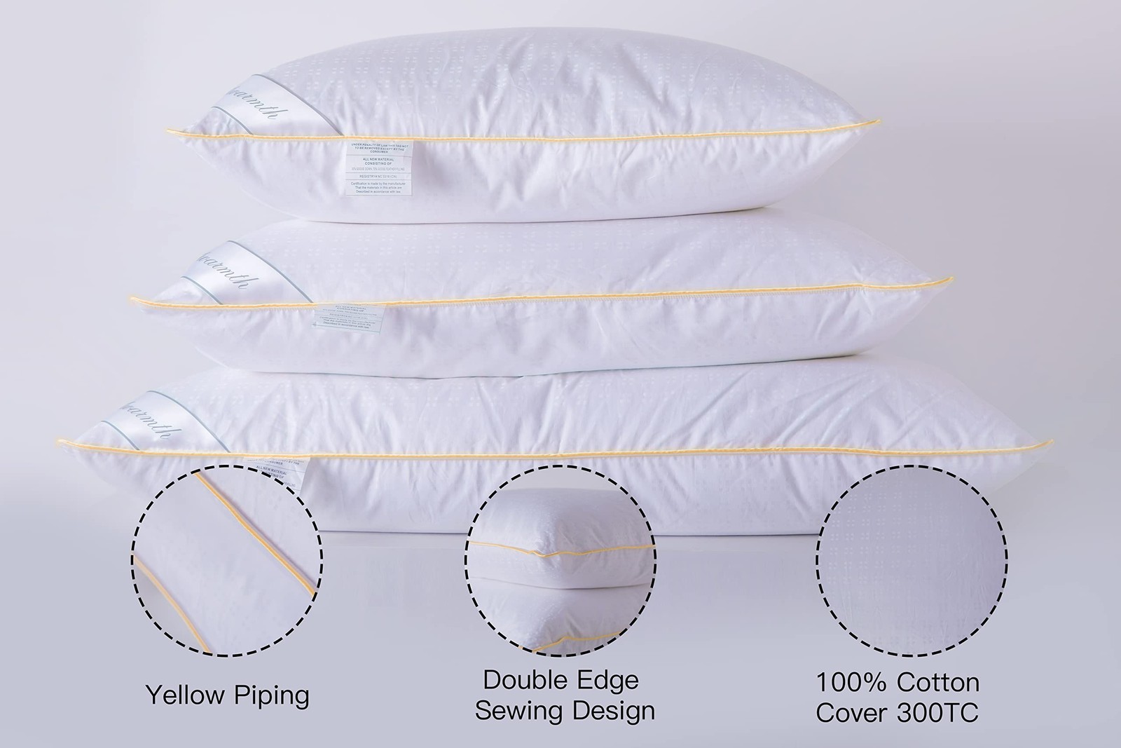Goose Down Feather Soft Pillows Queen Size One Pack 100% Cotton Supportive Co