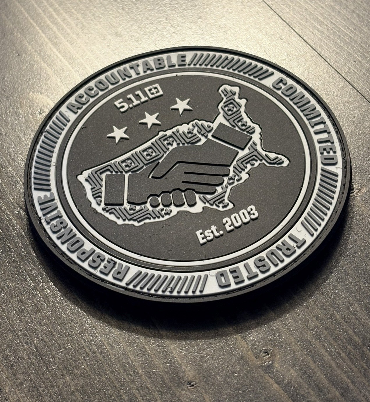 5.11 TACTICAL *** EAST / WEST SALES STAFF *** GRAY/BLACK MORALE 3D PVC PATCH !!!
