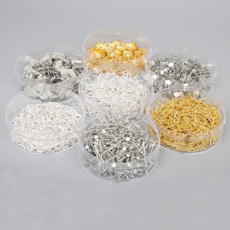 1Box Jewelry Findings Earring Hooks/Pin/Ring/Clasp/Chain/Beads Cap Jewelry DIY