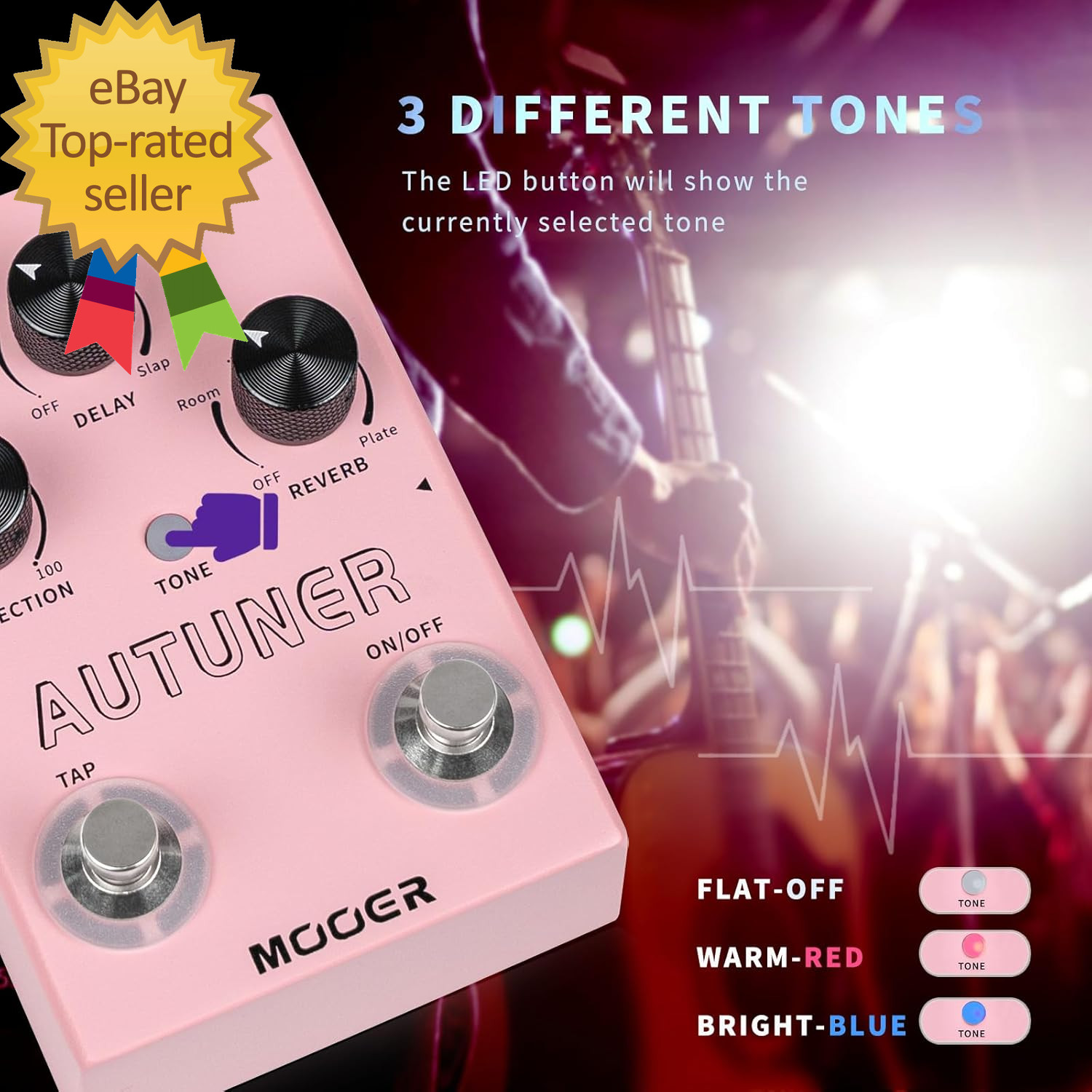 Autuner Vocal Effects Processor Voice Pedal Pitch Correction Reverb Delay Guitar