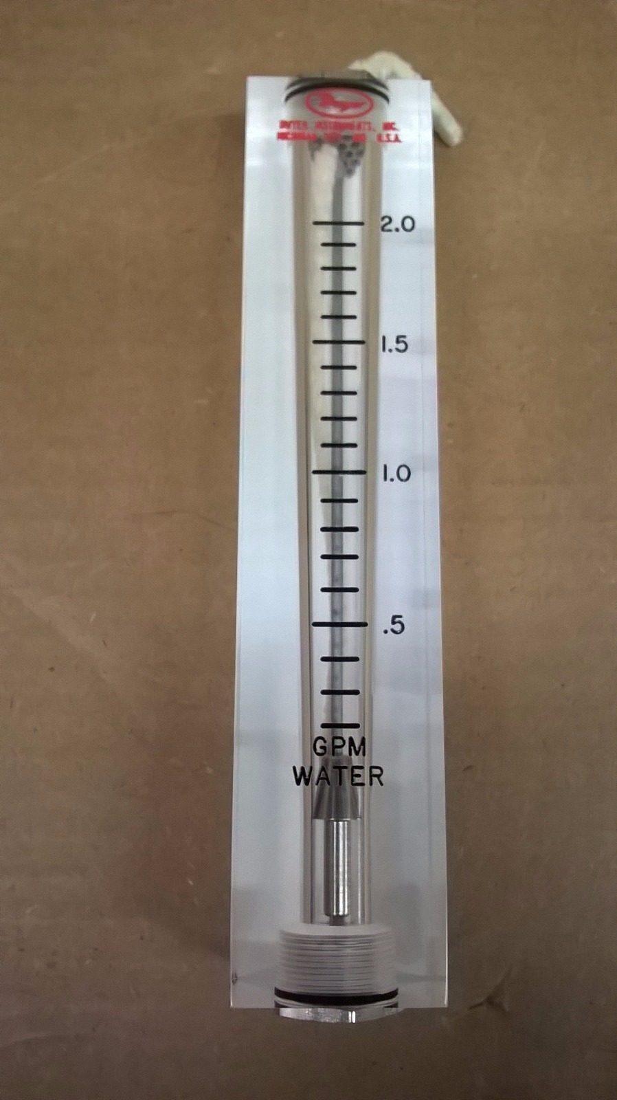Dwyer Visi-Float VFB-85-EC-SS Flow Meter 4" Scale: 0.2 to 2 GPM