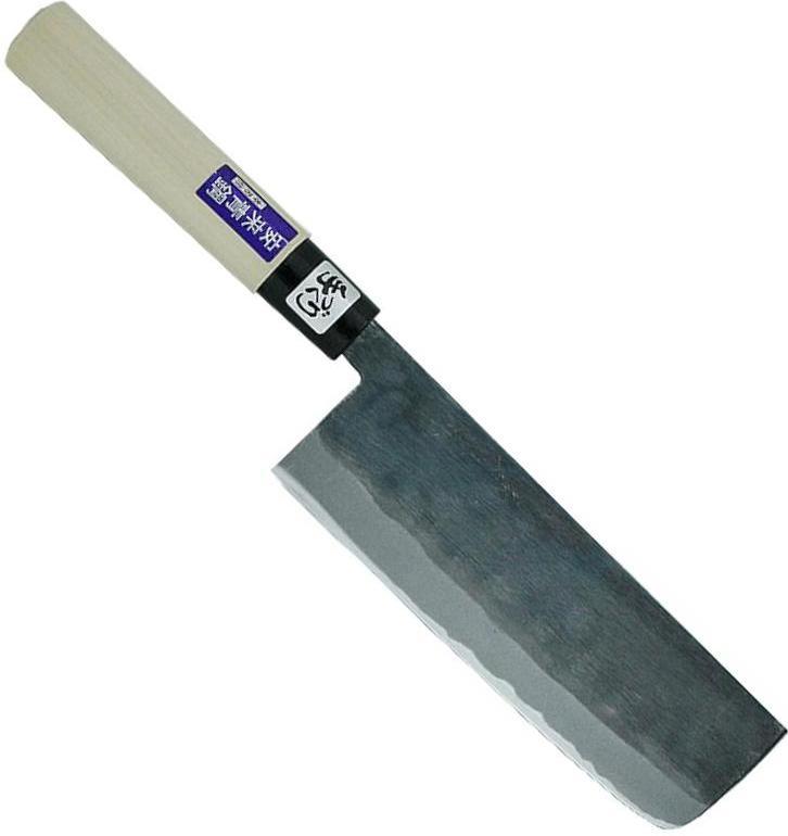 KANETSUNE Nakiri 165mm Blue Steel #2 Kodai-Kuro-Uchi Finish Magnolia Wood KC-437