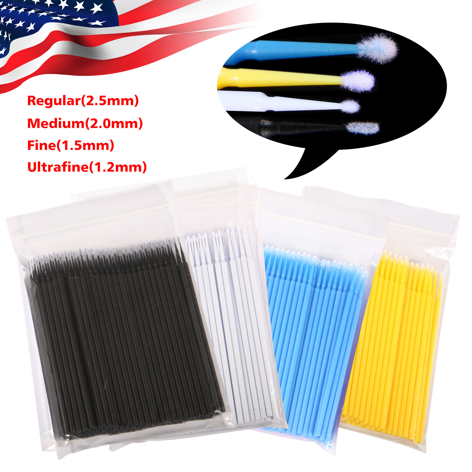 100-500 Microbrush Micro Brush Applicator Tips (Regular, Fine, Super Fine)Dental