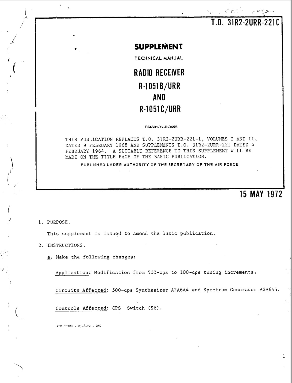 72 Page T.O. 31R2-2URR-221C  R-1051B/URR R-1051C/URR Supplement Manual on CD
