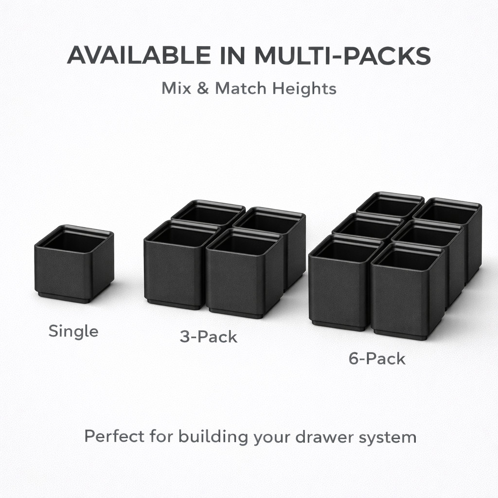 Gridfinity 1×1 Bin Modular Drawer Storage | 3U 6U 9U | Fits Standard Base Plates