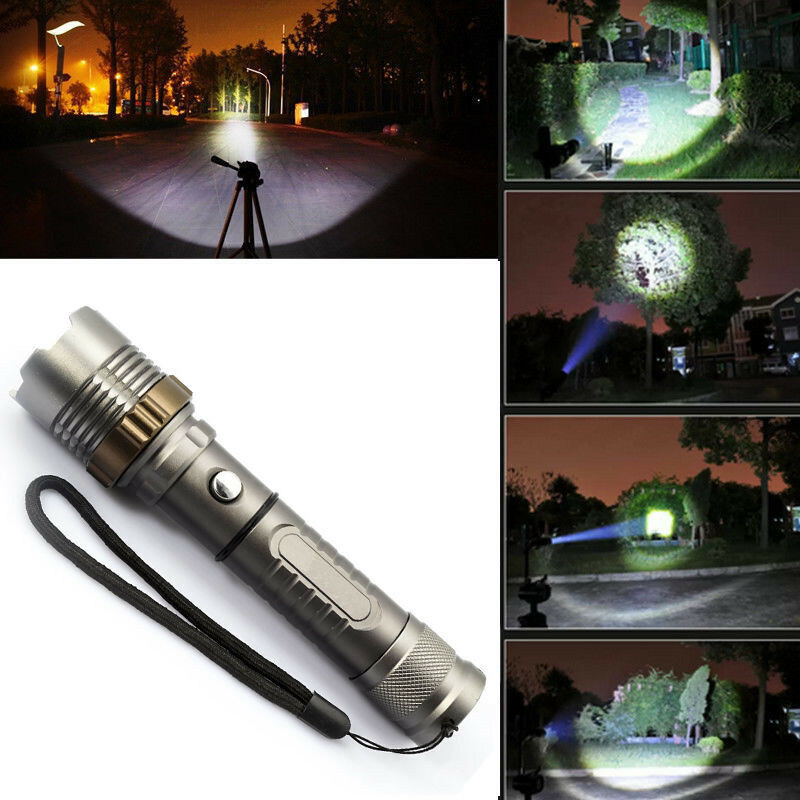 Brightest 9500000LM Police Tactical Flashlight Rechargeable High Power Led Torch