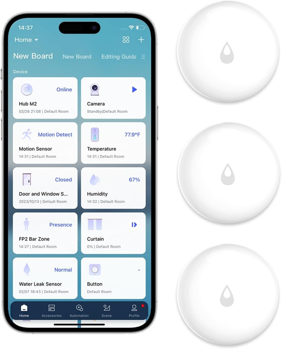 Water Leak Sensor Kit - 3 Pack, Wireless Flood Detector for Smart Homes