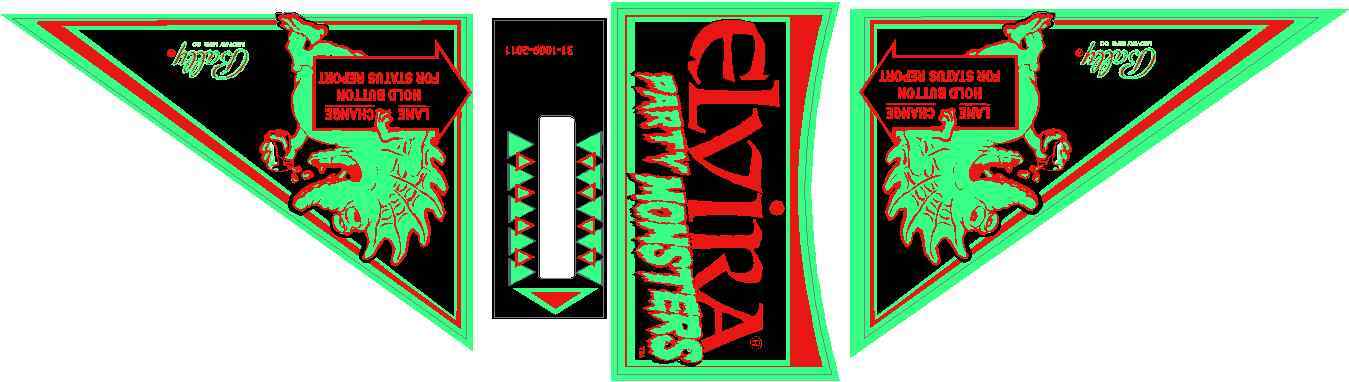 Elvia And The Party Monsters EATPM Pinball Machine Apron Decal Set