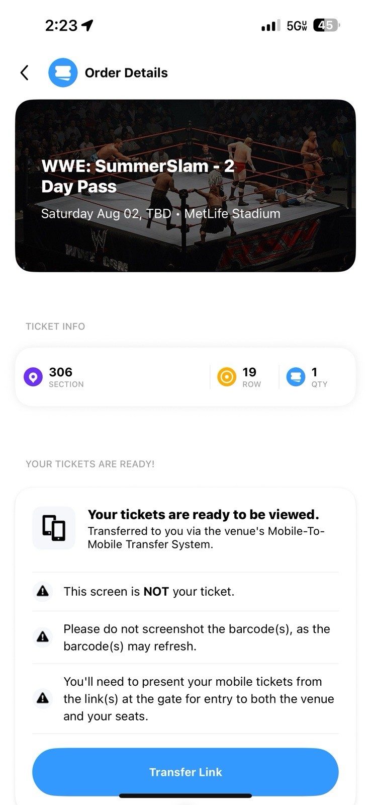 Summerslam Night 2 Ticket