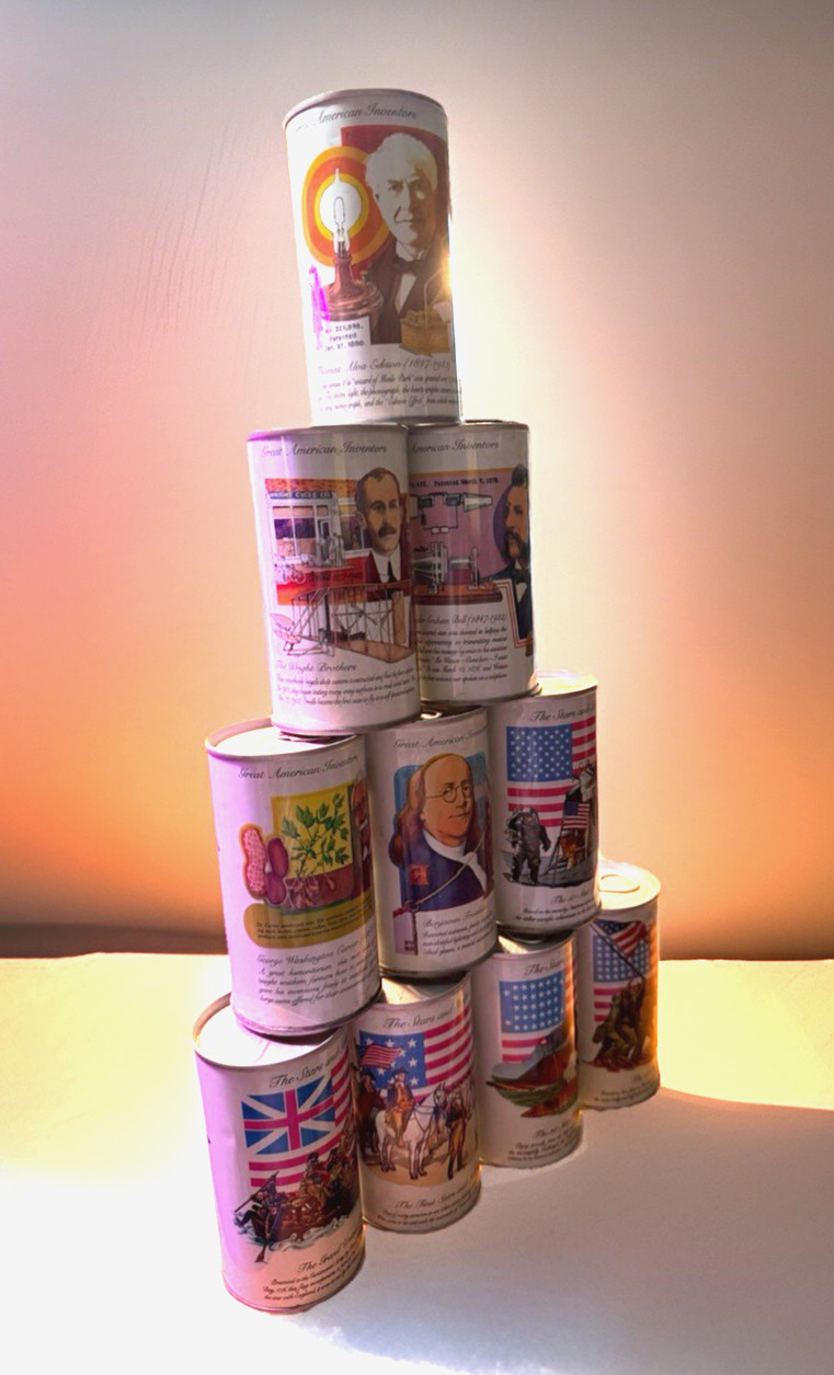 Vintage 1976 Graf's Steel Cans - 5 Stars & Stripes, 5 Great American Inventors