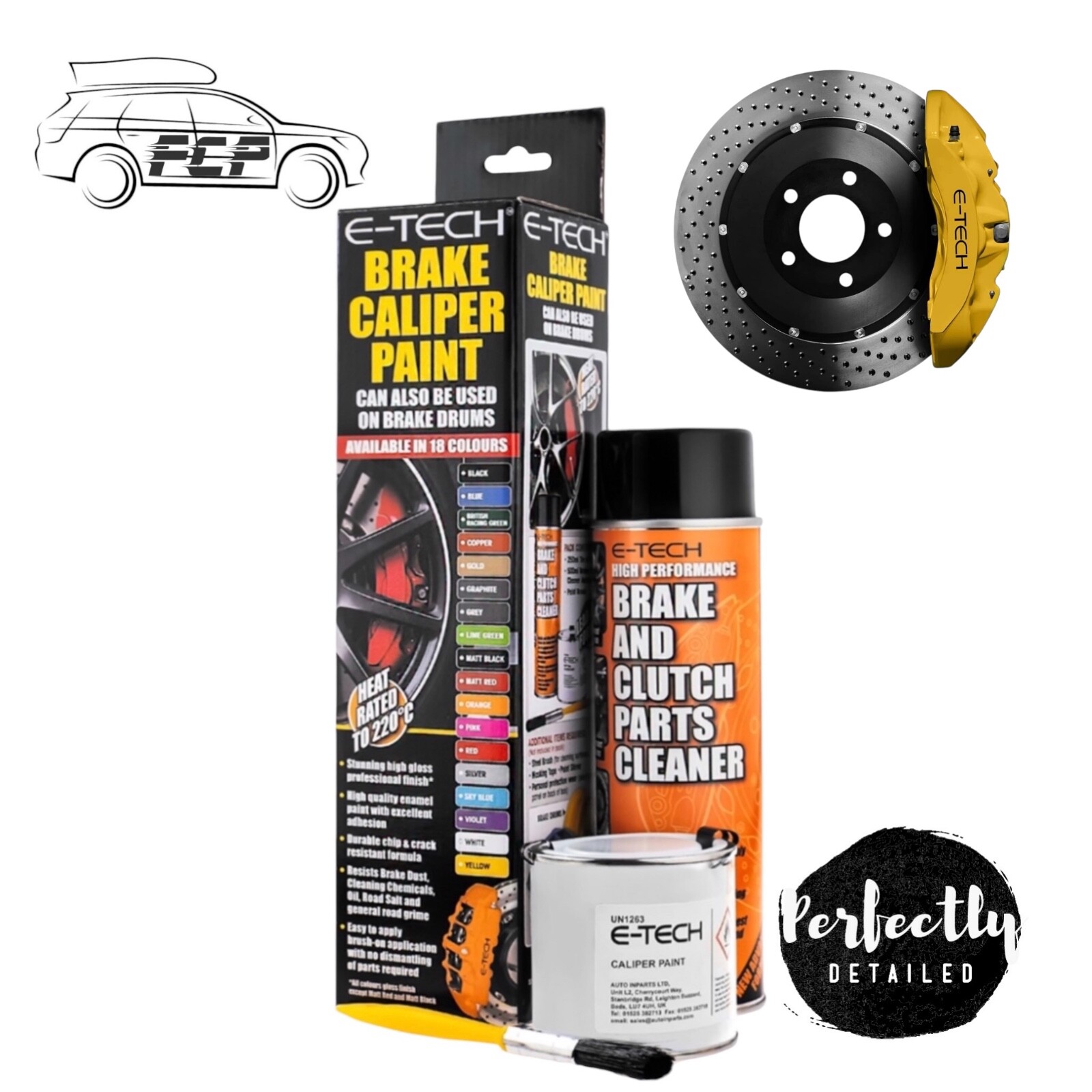 YELLOW Brake Caliper Paint Kit E-TECH Car Bike Engine Bay