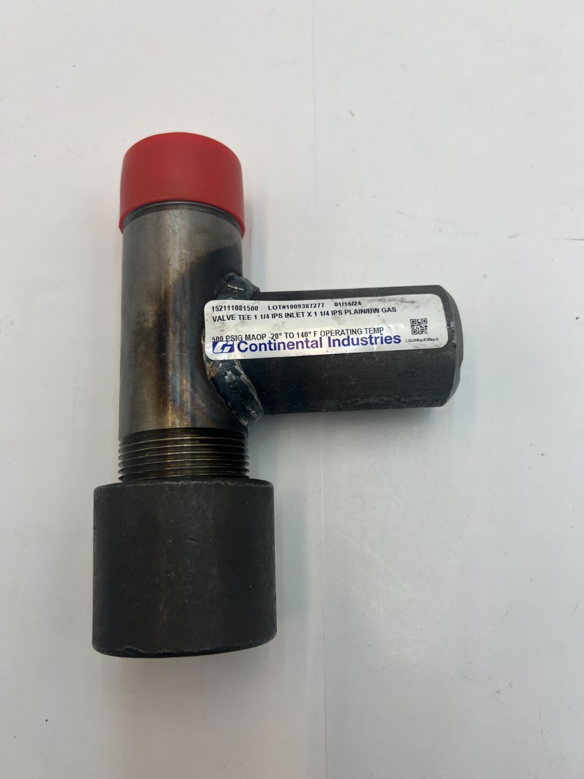 Continental Industries Valve Tee 1 1/4 IPS Inlet x 1 1/4 IPS Plain / BW Gas