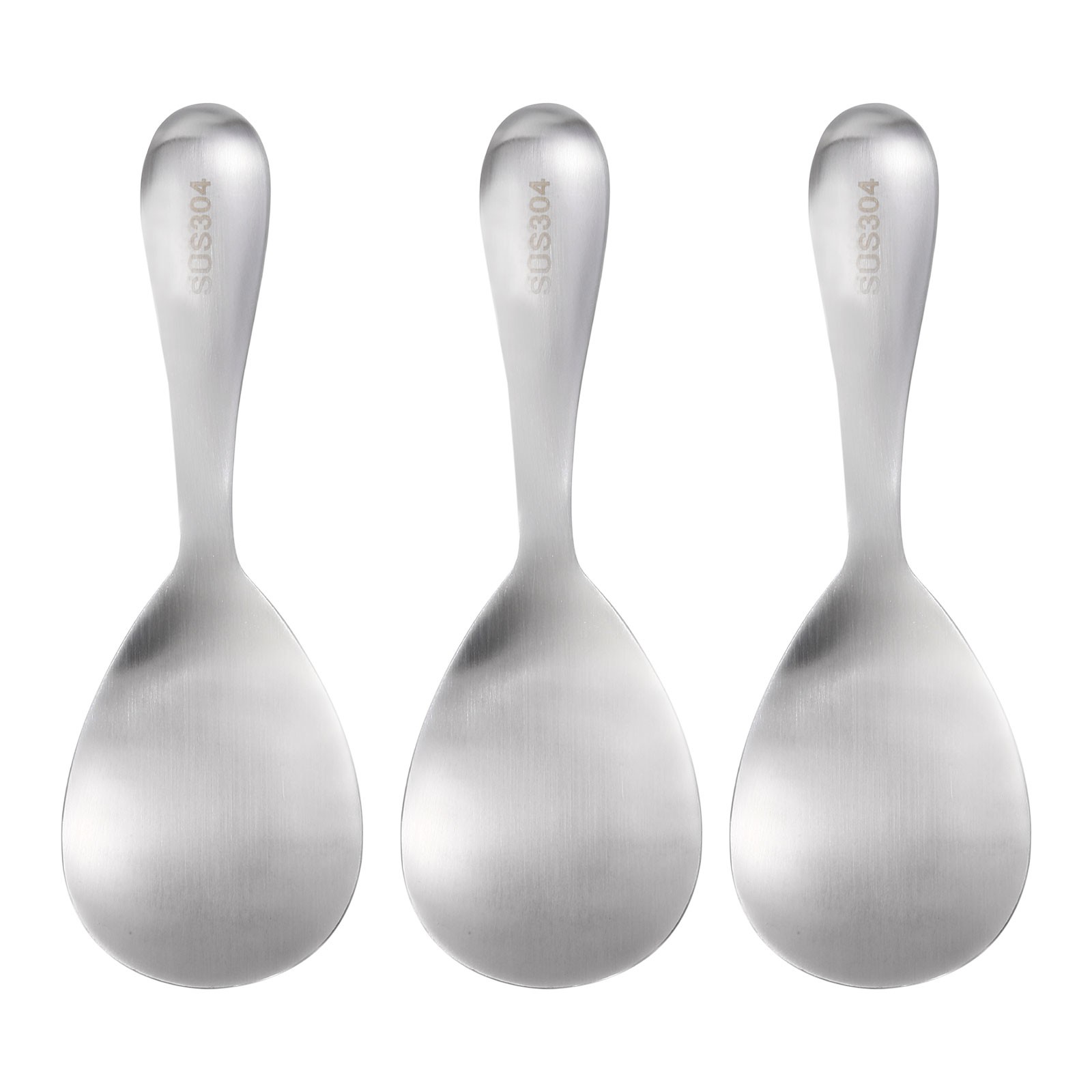 3pcs Stainless Steel Rice Paddle Non-Stick Rice Serving Spoon Silver Tone