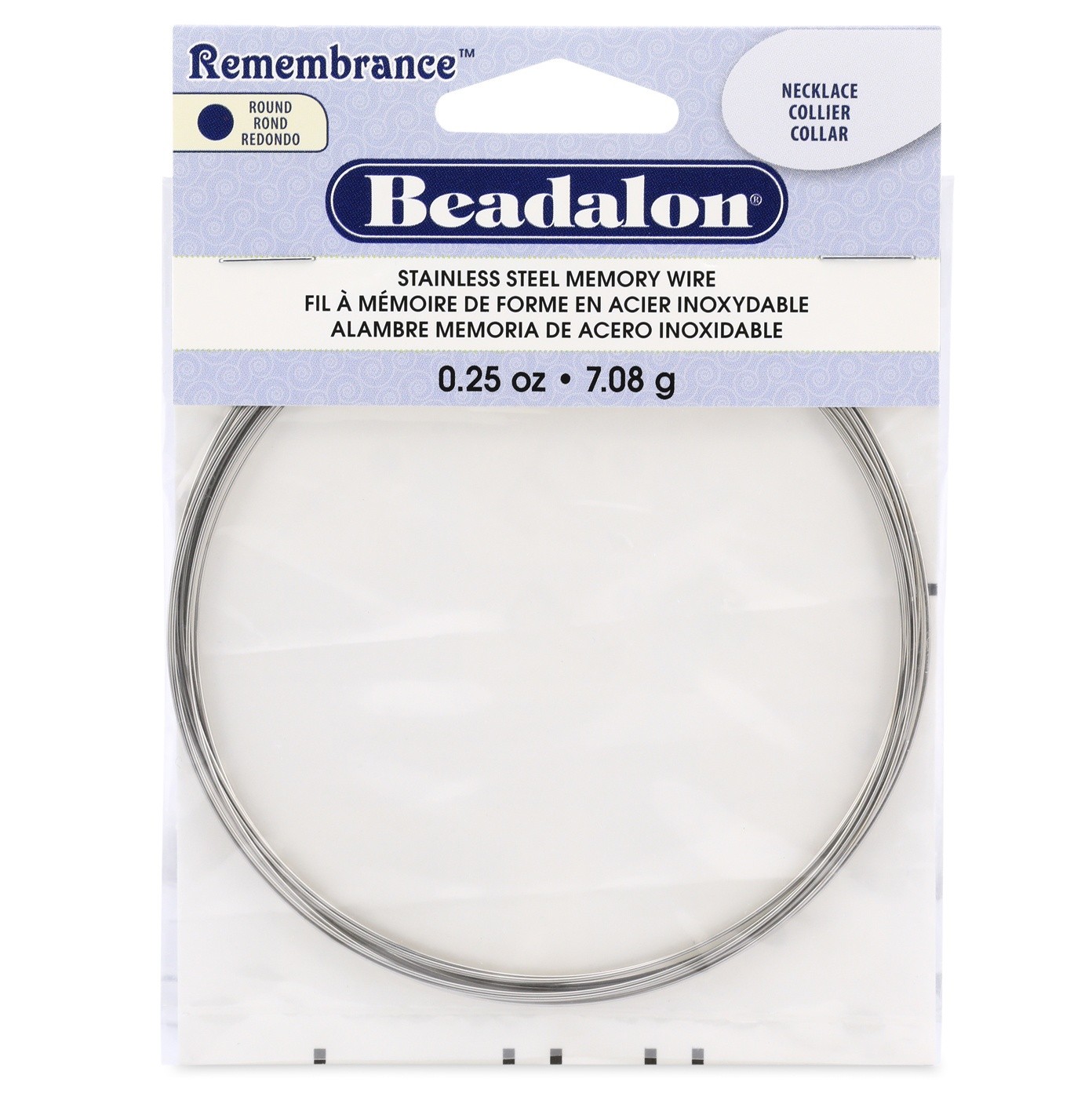 Remembrance Memory Wire Necklace .62mm .25oz Bright - 9 Coils