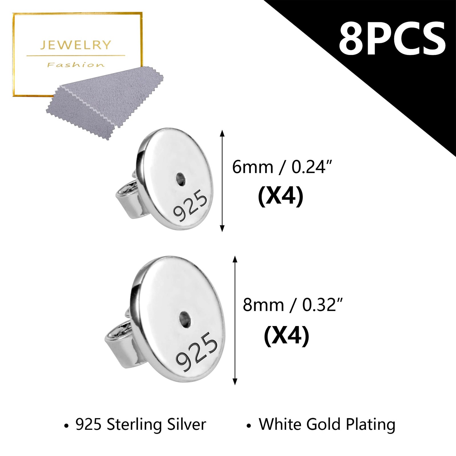 925 Sterling Silver Earring Backs for Studs Hypoallergenic Earring Backs for ...