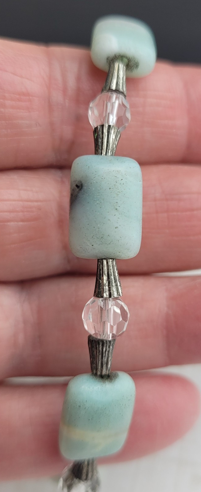Amazonite Beaded Bracelet Artisan Made 6"