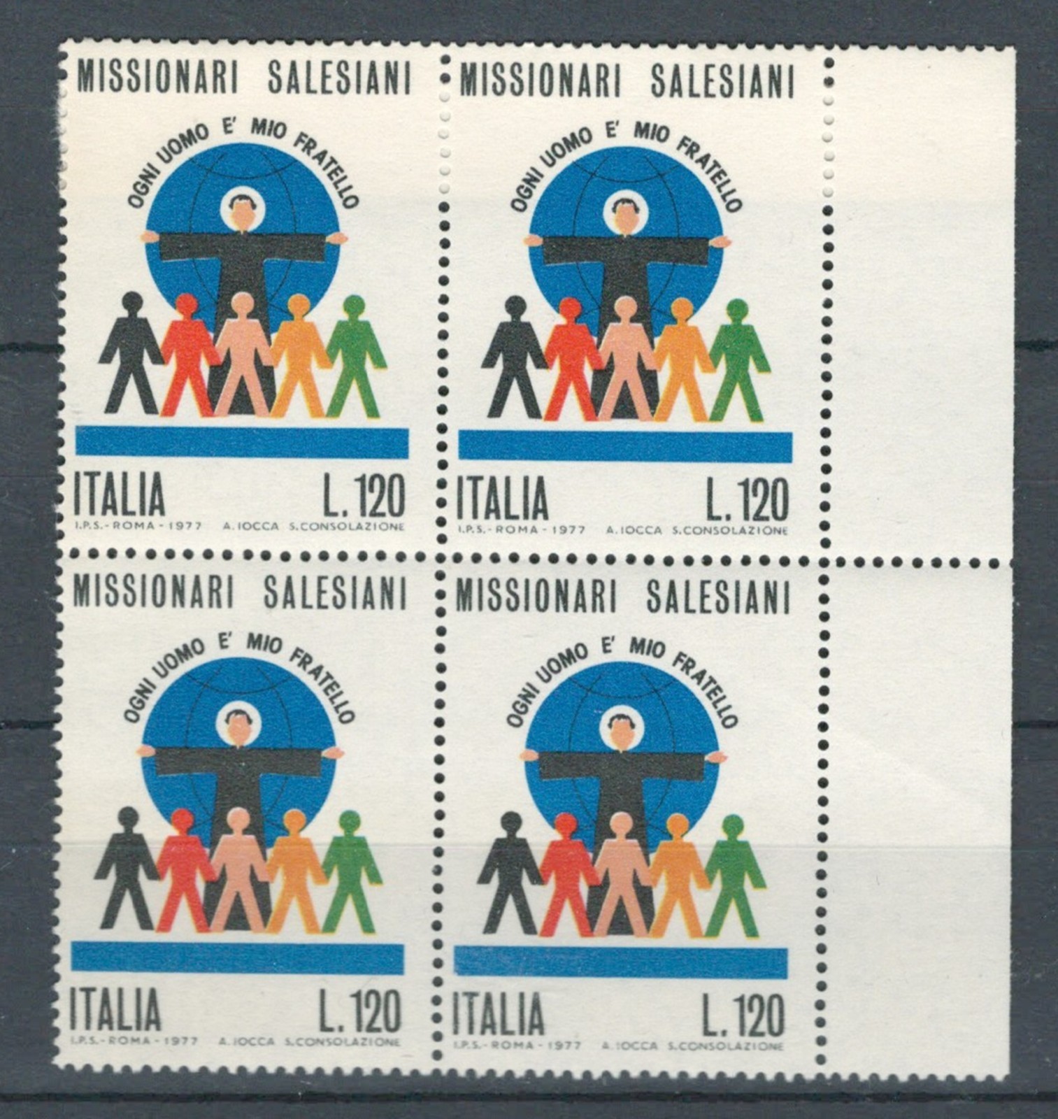 ITALY EUROPE SALESIANI MISSION COMMEMORATIVE X 4 MNH STAMPS LOT (ITALIA 414)