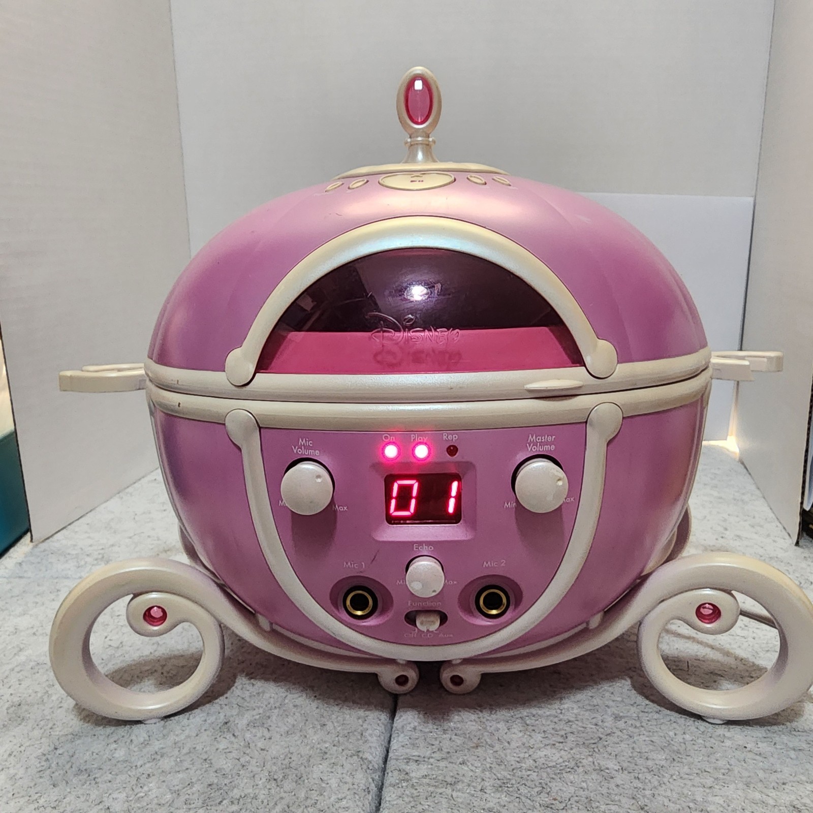 Disney Sing Along Cinderella CD Boom Box Pink No Microphone Tested