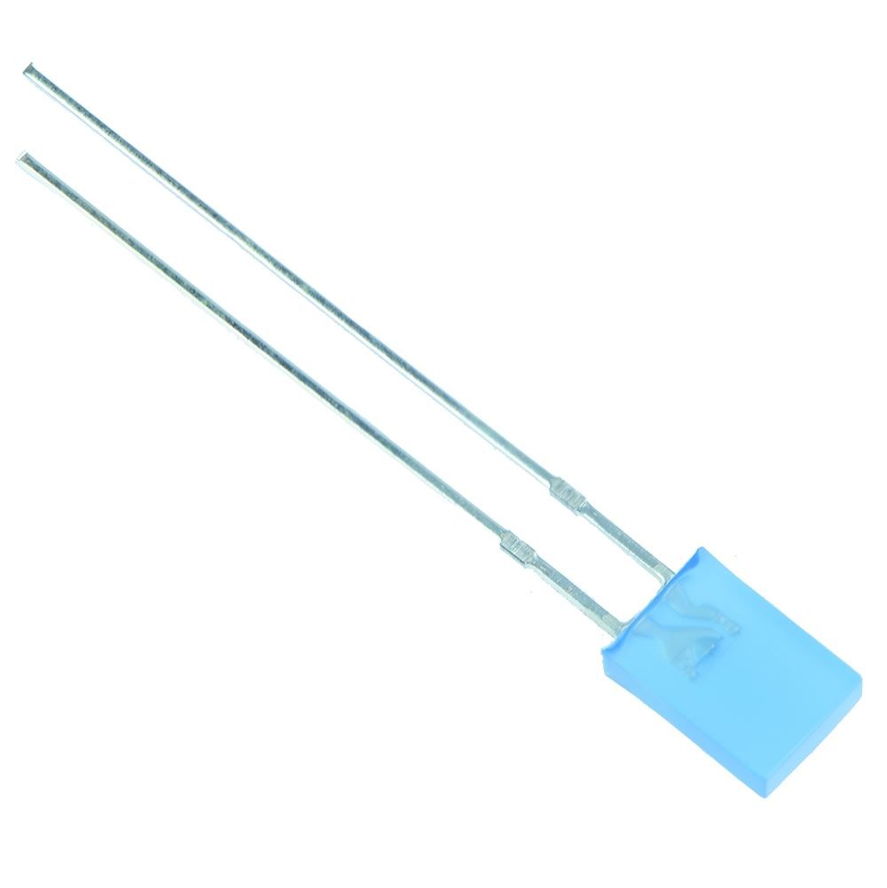 10 x Blue Rectangular 2 x 5mm Diffused LED 50mcd 160°
