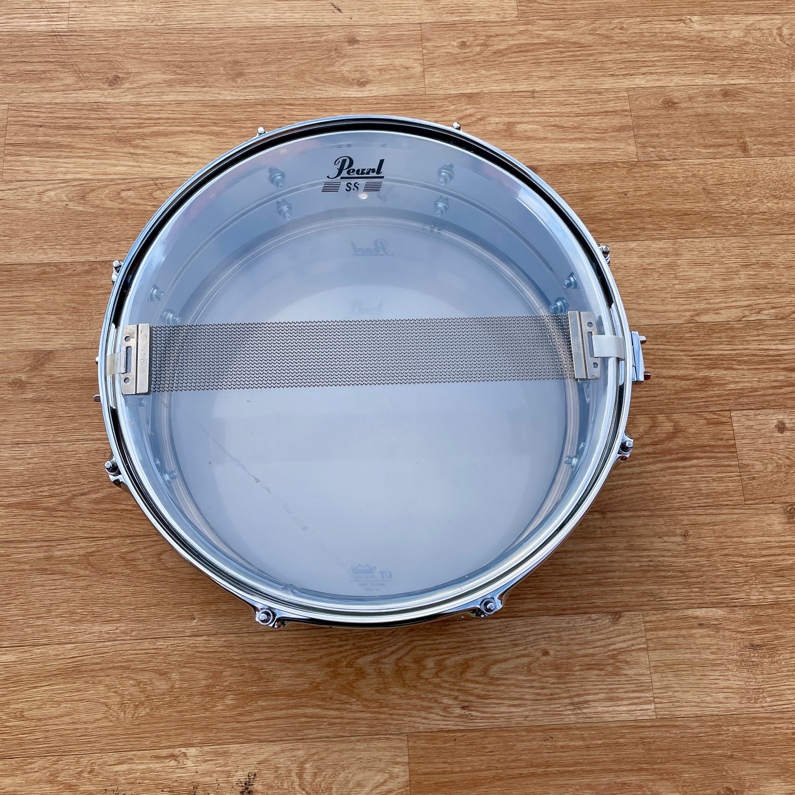 1990s Pearl Steel 5x14 Snare Drum 8-Lug Chrome Over Steel