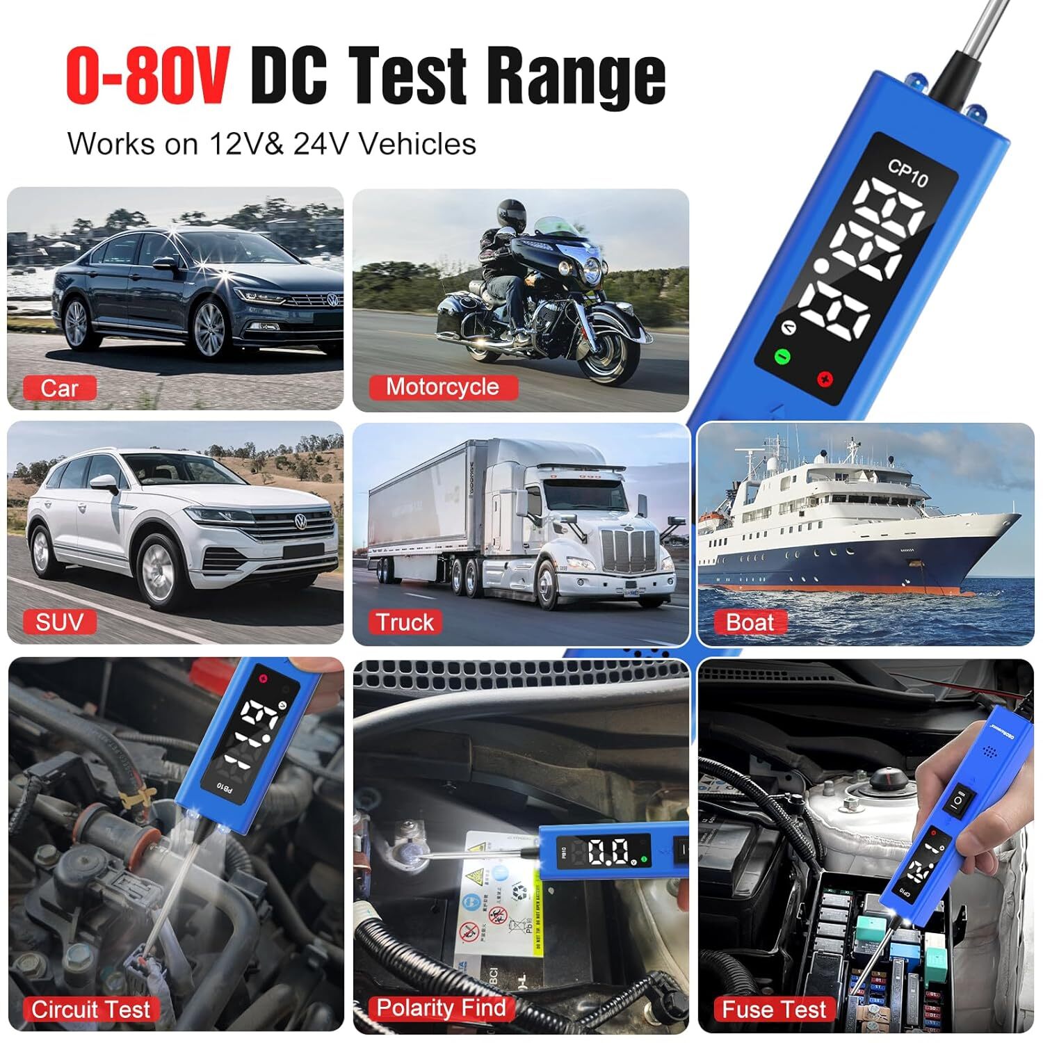 Electrical Tools Circuit Tester Component Activation Continuity Test 0-80V
