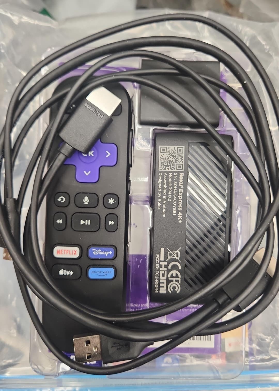 Roku Express 4K + Plus 2021 3941RW Streaming Media Player HD/4K/HDR Used No Box