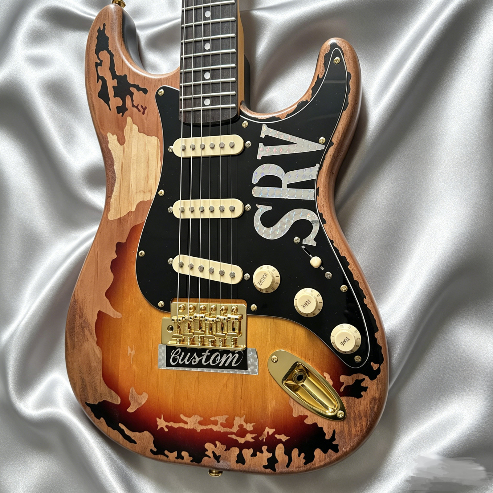ST Electric Guitar SSS Pickups Alder Body Natural Wood Relic Gold Hardware