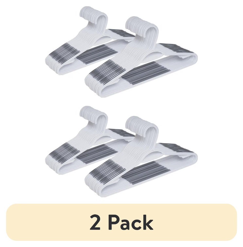 (2 pack)Plastic Non Slip Clothing Hangers, 30 Count, White