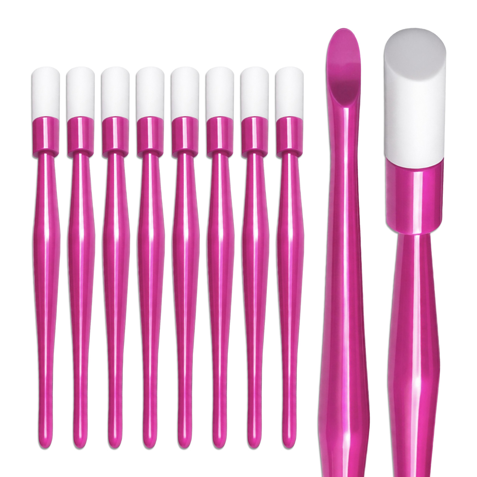 10pcs Short Plastic Cuticle Pusher Hard Rubber Tipped Nail Tool Cleaner Remover