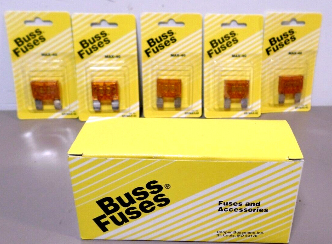 Box of 5 - Maxi Blade Fuse MAX-40 Buss 40 Amp / 32V DC Automotive / Marine