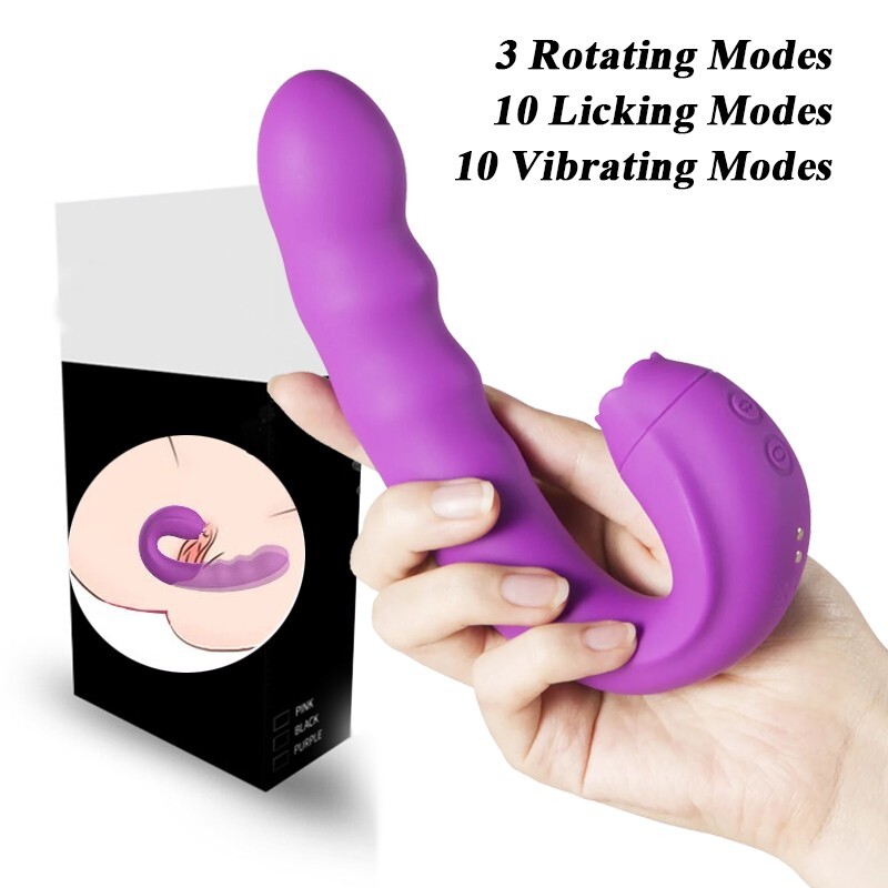 Rechargeable Rotating Patting Vibrator Dildo G-spot Massager Sex Toy For Women