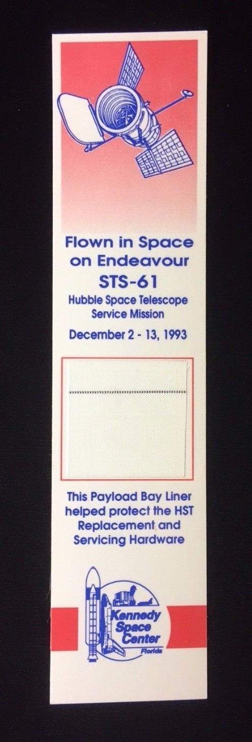 STS-61 HST PAYLOAD BAY LINER MISSION FLOWN IN SPACE RELIC ON BOOKMARK W/ STITCH