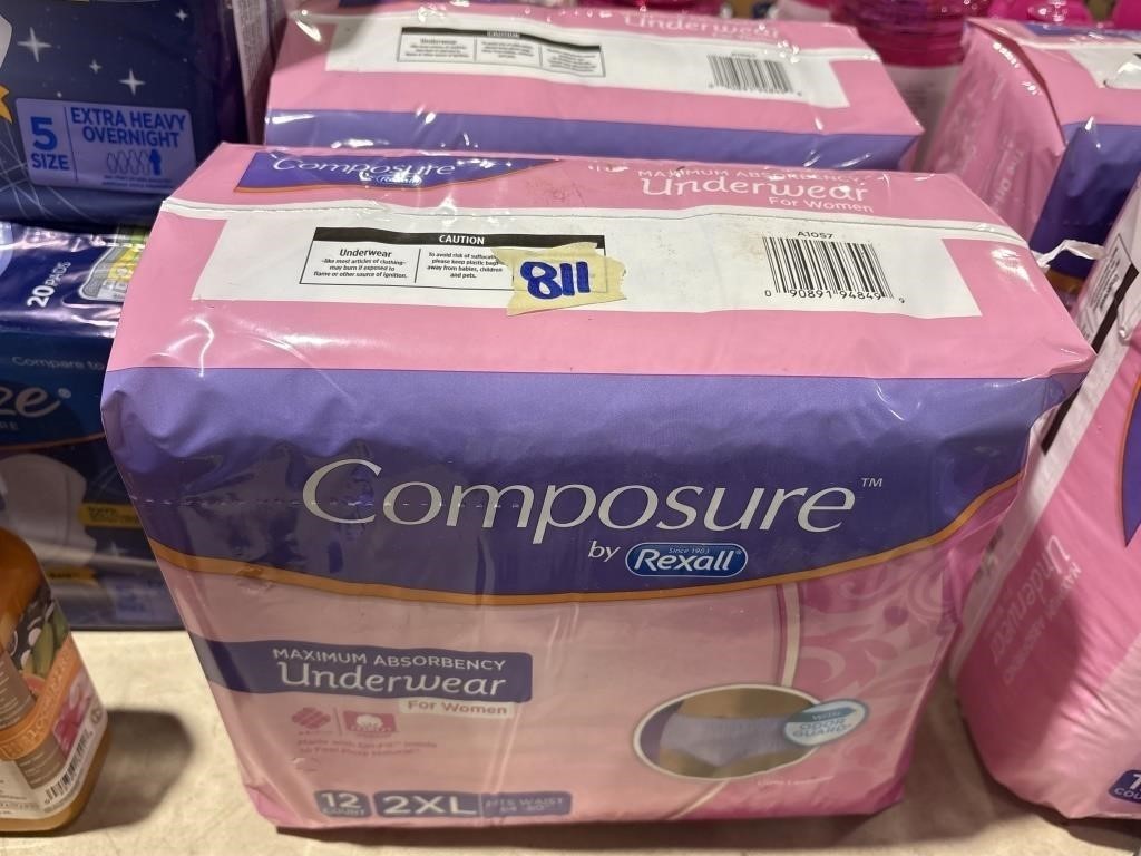 1 new bag of  Rexall Composure Maximum Absorbency Women’s Underwear 2XL 64-80