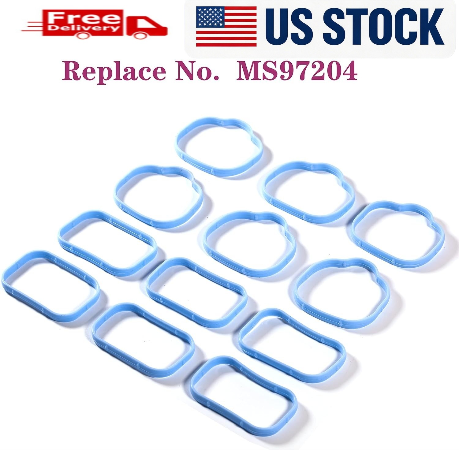 MS97204 Intake Manifold Gasket Lower &Upper Gasket Plenum Set (12PCS)
